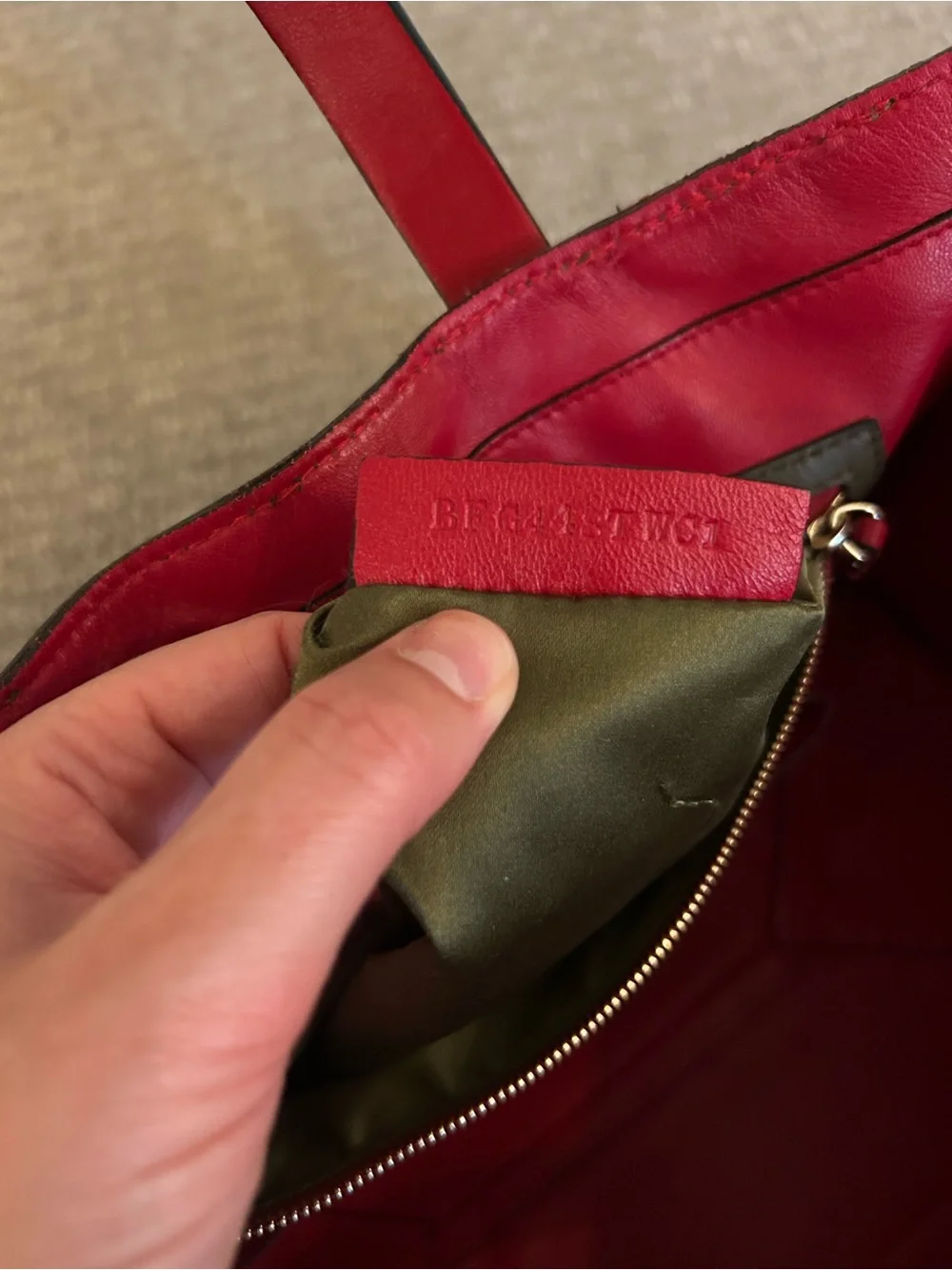 Valentino Garavani Rockstud Camouflage Tote with Red Handles and Gold Studs